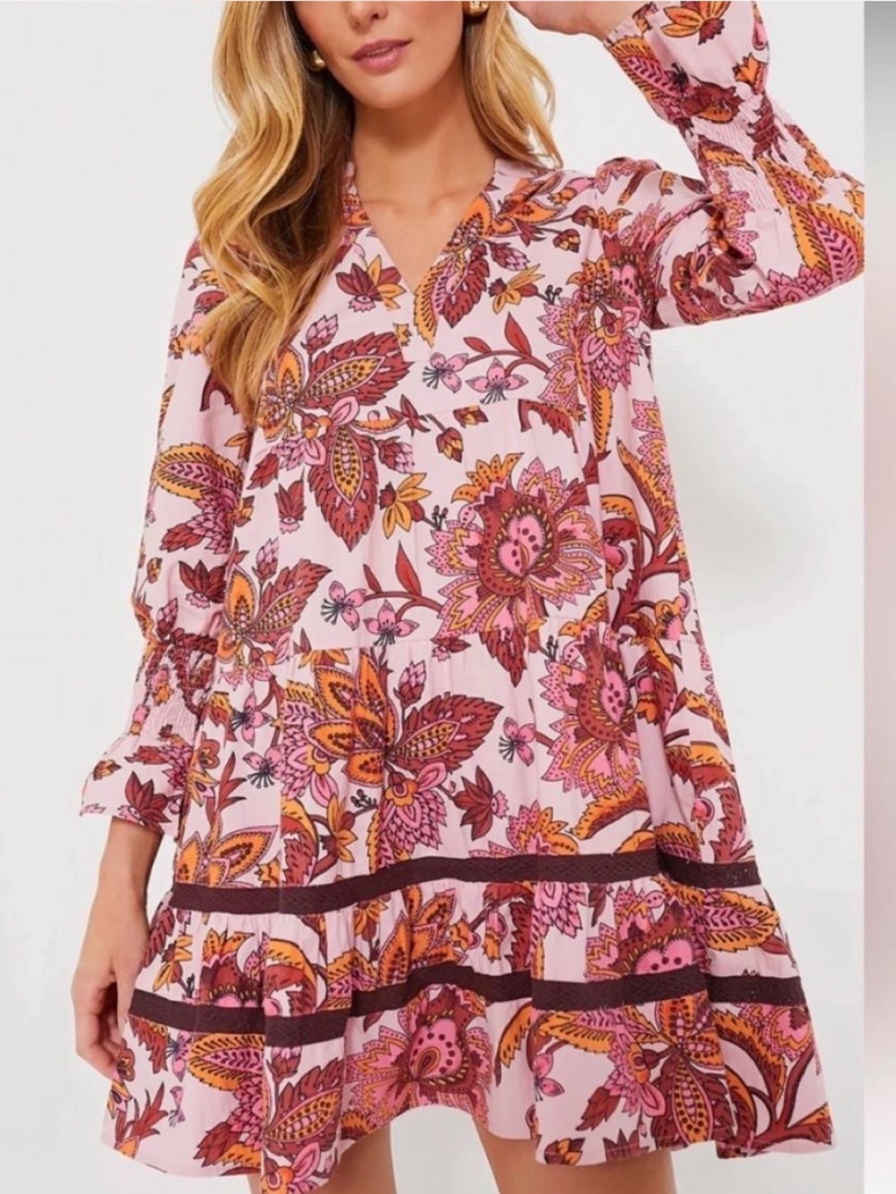 NWT Tuckernuck Beach Sunset Chintz Kenzo Coverup Mini Dress Pink Multi Small